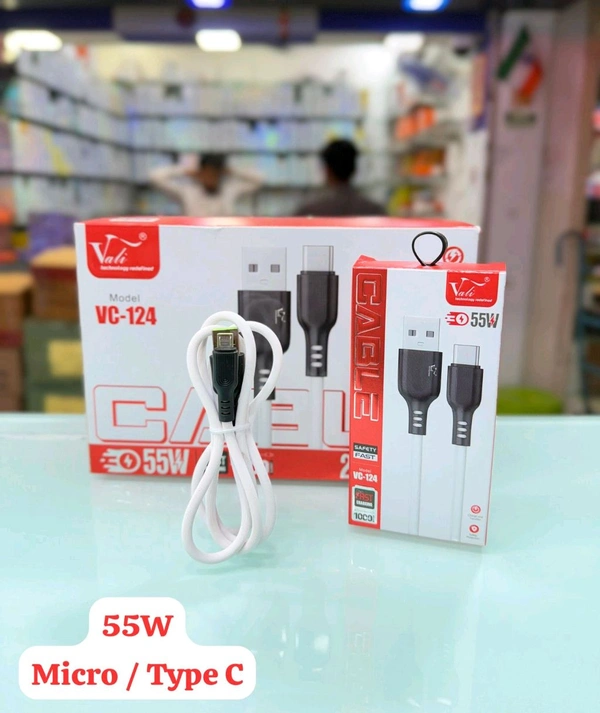 Vali VC-124 55W Fast Charging Cable  - Micro V8