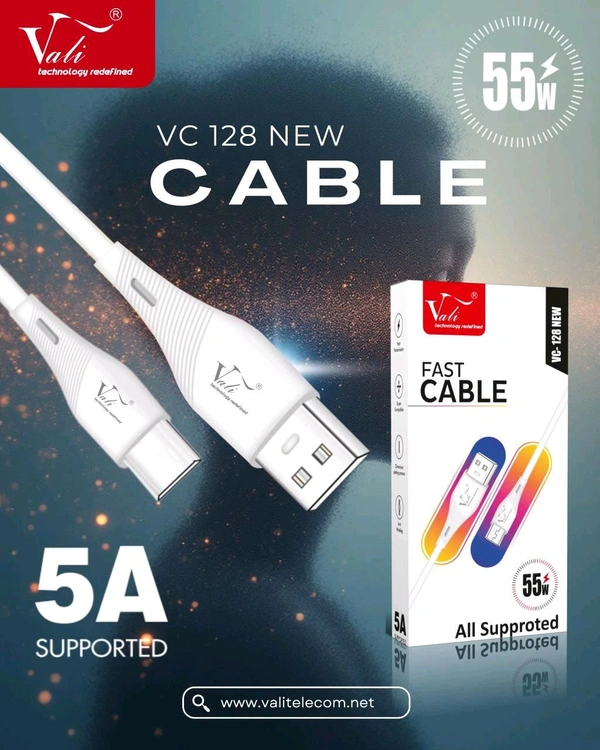 Vali VC-128 New 5A Supported 55w Cable  - Type-C