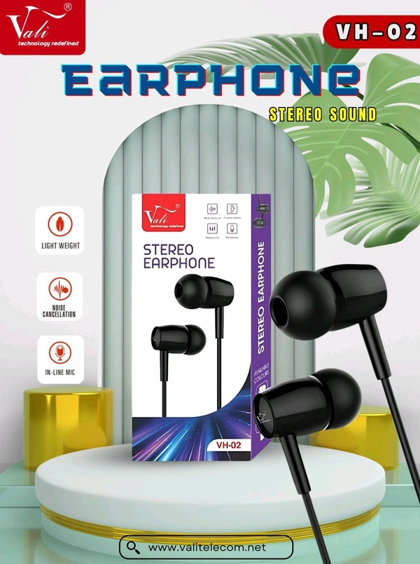 Vali VH-02 Stereo Sound Quality Box Pack Earphone 