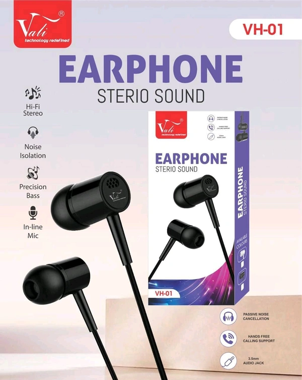 Vali VH-01 Stereo Sound Quality Earphone Box Pack 