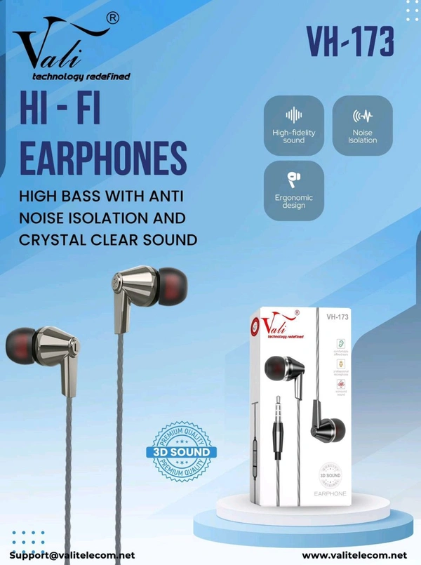Vali VH-173 High Bass Sound Quality Earphone Box Packing 