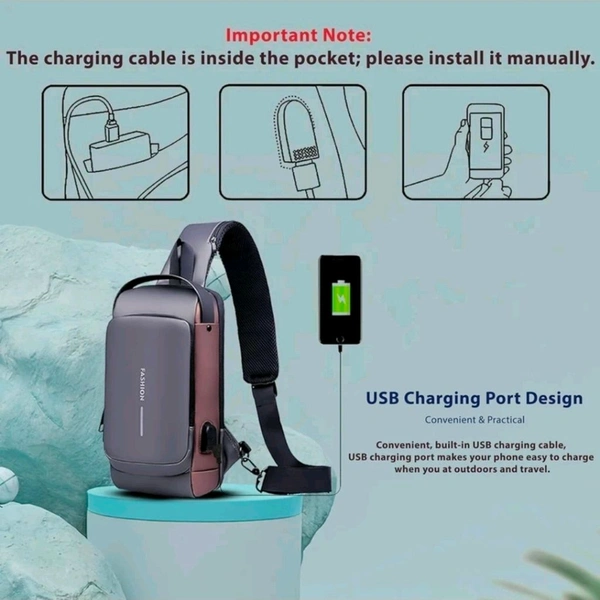 Sling Bag Crossbody Backpack Anti-Theft Chest Bag With Usb Charging Point 