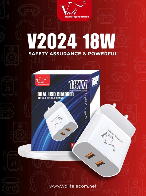 Vali V2024 18W Dual USB Charger With 6 Month Warranty  - Micro V8
