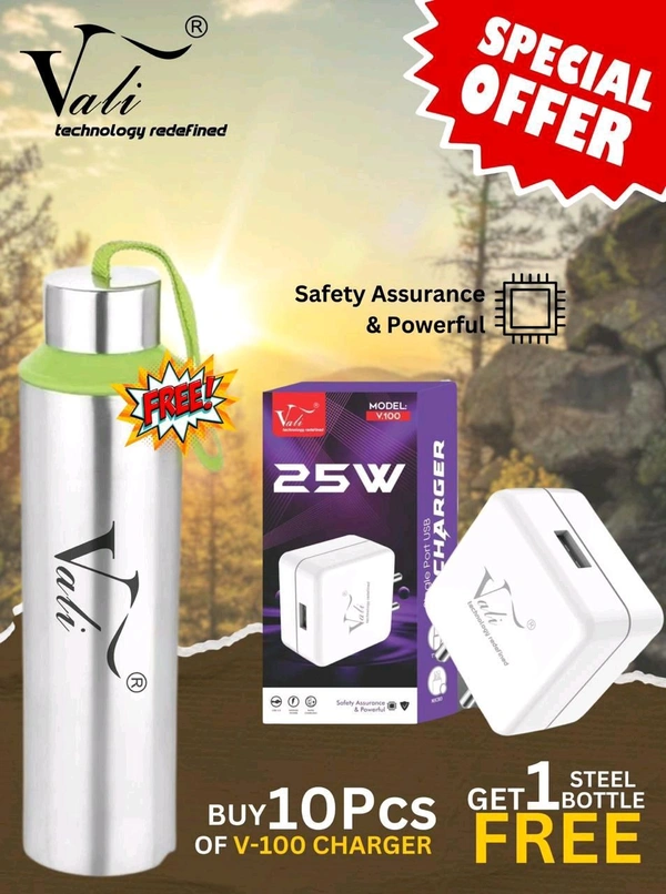 Vali V-200 25W Charger (Buy 10 PCs Get 1 Steel Bottle Free 🎉) - Micro V8