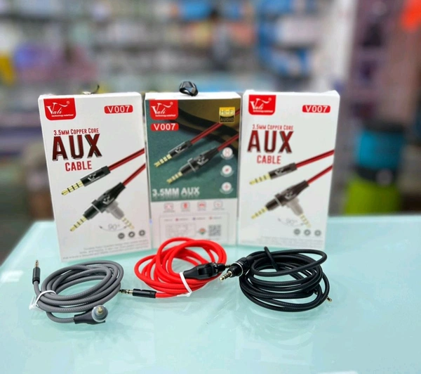 Vali V007 3.5mm 90⁰ 1.5 MTR Aux Cable Premium Quality 3 Colour 