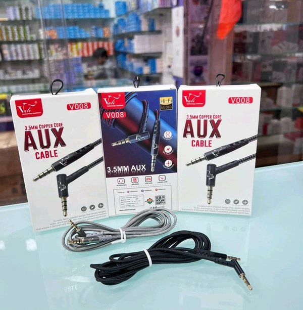 Vali V008 3.5mm L-pin 2 MTR Coper Core Aux Cable Premium Quality 2 Colour 