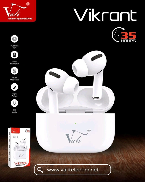 Vali Vikrant 35Hrs Playtime Earbuds Counter Check Warranty (Buy 15 Pcs Get 1 Bag Free)