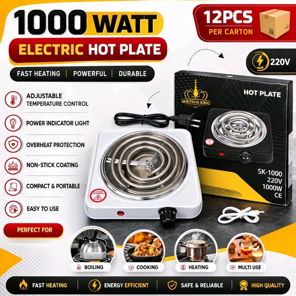 New 1000W Electric Hot Plate ✨ Compact • Portable • Easy to Use