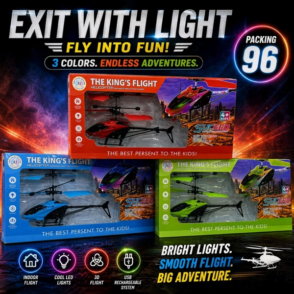 Flying Helicopter Toy with Remote Control King's Flight Infrared Induction Helicopter toy. 