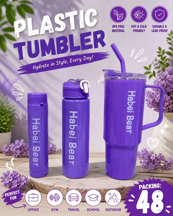 New Habai Bear Tumbler Plastic Bottle (3 Pcs Set)