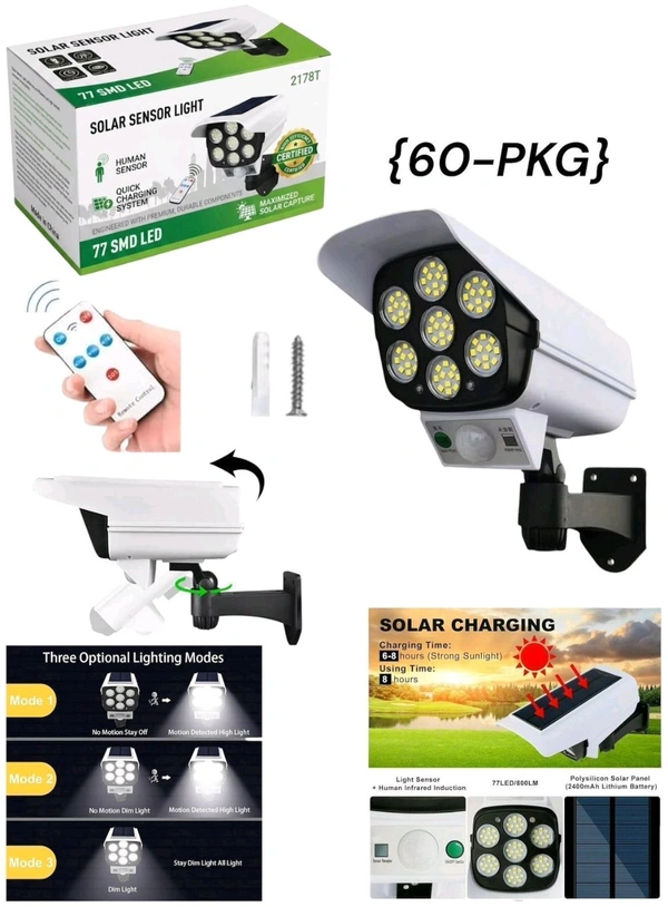 77SMD Solar Sensor Light With Remote Control 3 mode Option Amazing Quality 