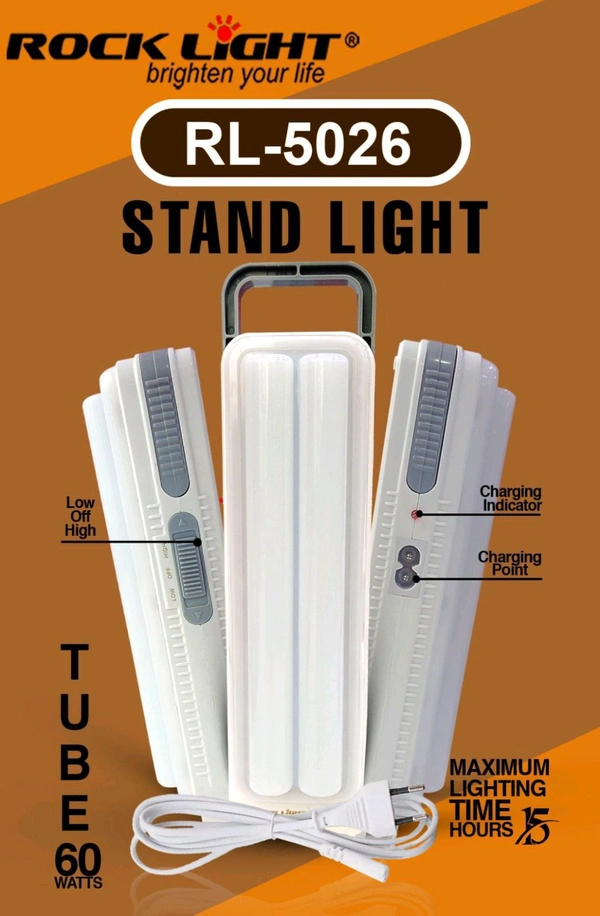 Rock light RL-5026  TUBE 60Watt Rechargeable LED Light  With Stand 