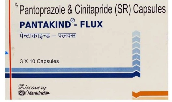 Pantakind-Flux Capsule - 1 Strip (10 Capsules), Cinitapride (3mg) + Pantoprazole (40mg)