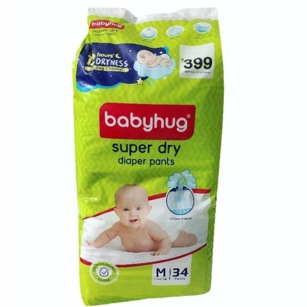 Plain Babyhug Super Dry Baby Diaper Pant, Packaging Size: Medium, Age Group: 3-12 Months - M-SIZE PACK OF 34