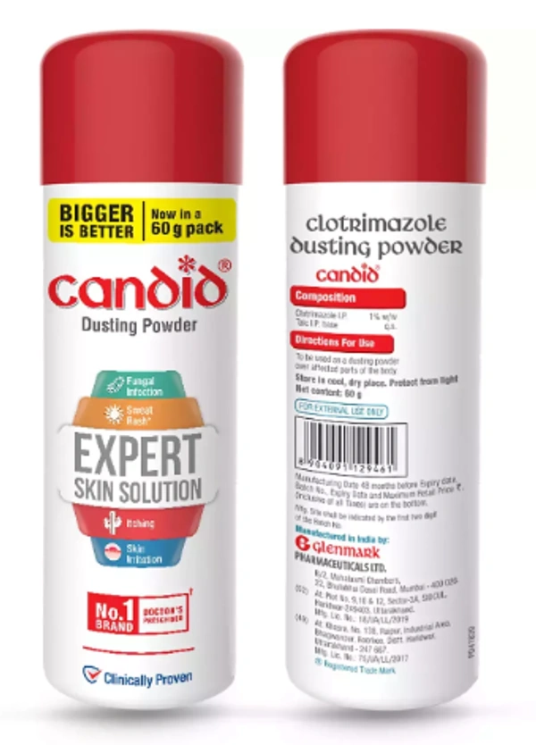 Candid Dusting Powder | Derma Care | Clinically Proven | For Fungal Infection, Sweat Rash, Skin Irritation & Itching - 120gm
