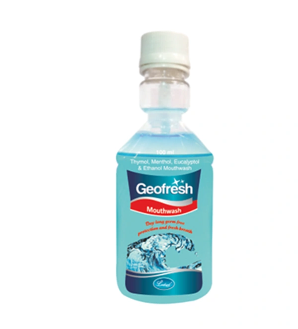 GEOFRESH MOUTH WASH - 150ML, Thymol 0.06% w/v, Eucalyptol 0.09% w/v, Menthol 0.04% w/v & Ethanol (95%) 21.6% v/v
