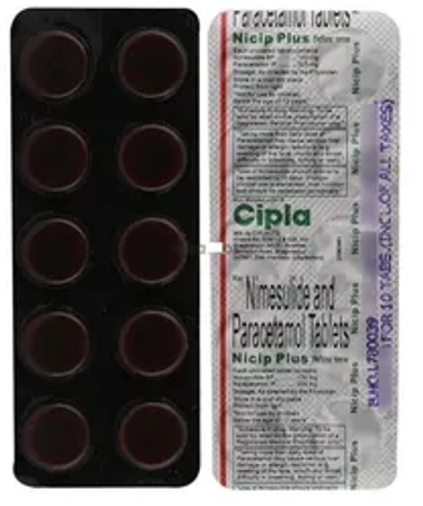 Nicip Plus Tablet - 1 STRIP ( 10 TABLETS), Nimesulide (100mg) + Paracetamol (325mg)