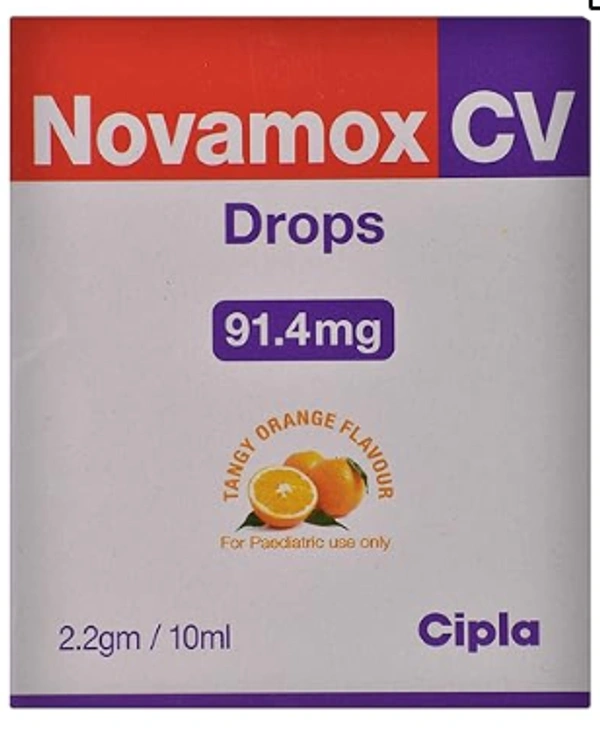 Novamox CV Drop - 10ml, Amoxycillin (80mg) + Clavulanic Acid (11.4mg)