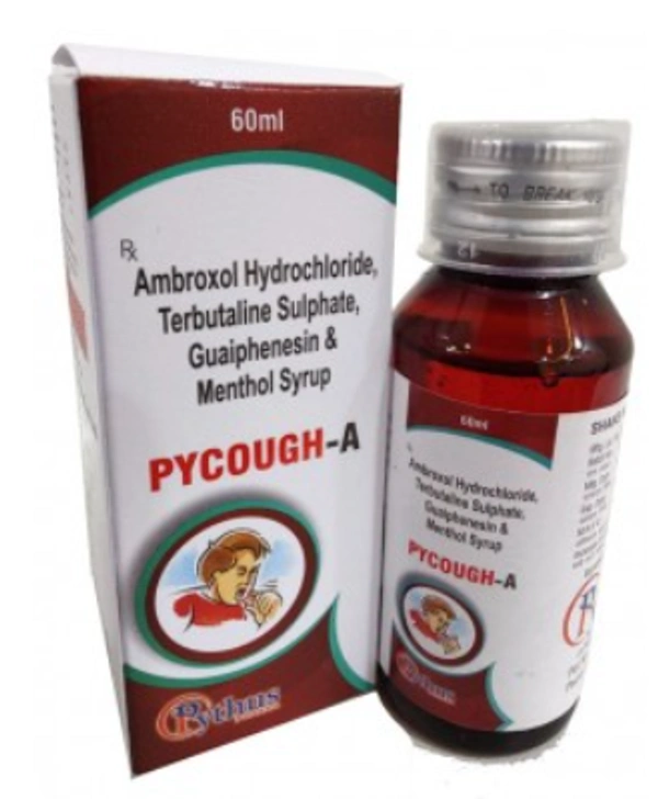Pycough A Syrup - 100ml, Ambroxol (15mg) + Guaifenesin (1.25mg) + Terbutaline (50mg)
