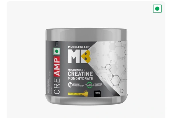 MuscleBlaze Creatine Monohydrate CreAMP, 100 g (0.22 lb), Citrus Blast - Citrus Blast, 100 Gm