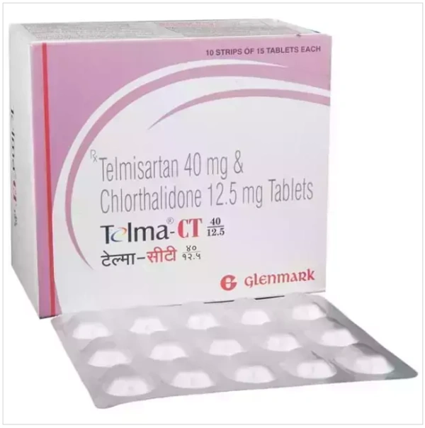 Telma-CT 40/12.5 Tablet - 1 Strip (15 Tablets), Telmisartan (40mg) + Chlorthalidone (12.5mg)