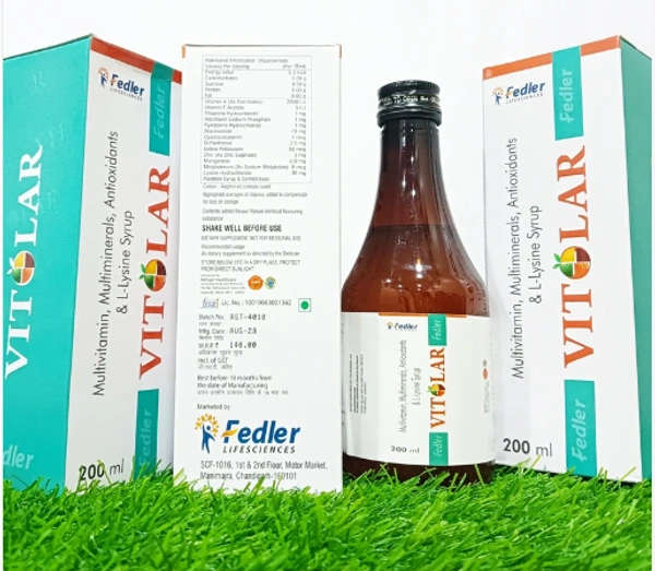 Vitolar  Syrup - 200ml, Multivitamin Multimineral Antioxidants And L Lysine