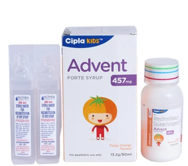 Advent Forte 457mg Syrup Tangy Orange - Tangy Orange Flavour, Amoxycillin (400mg) clavulanic acid (57mg)