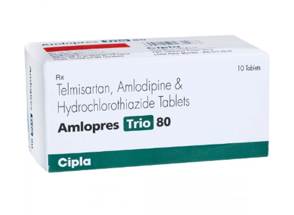 Amlopres Trio Tablet - 1 STRIP (10 Tablets), Telmisartan (40mg) + Amlodipine (5mg) + Hydrochlorothiazide (12.5mg)