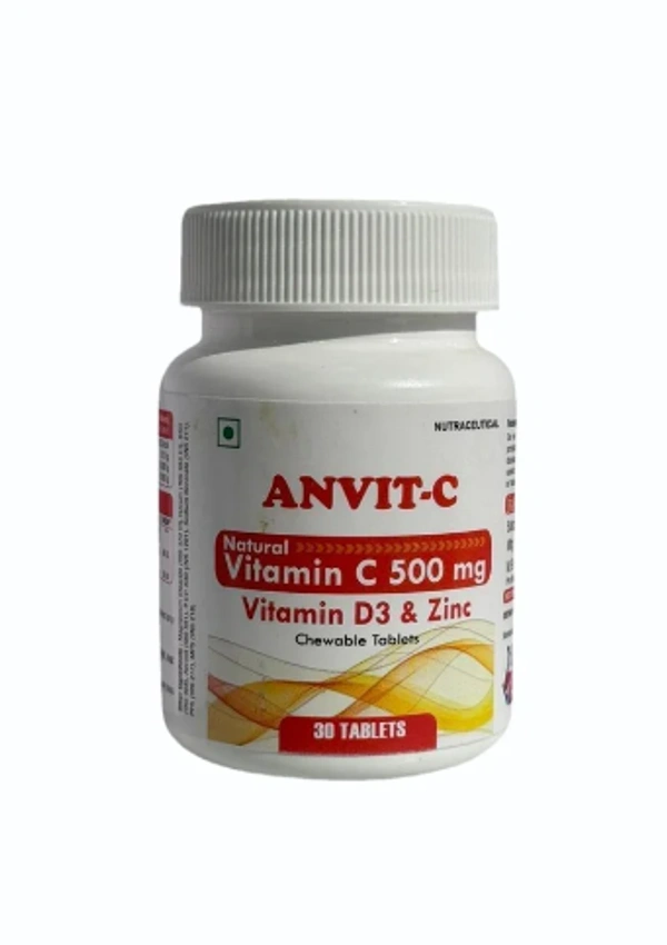 ANVIT-C Vitamin C 500mg + Vitamin D3 & Zinc Tab - 30 Tablets, Vitamin C 500mg + Vitamin D3 & Zinc
