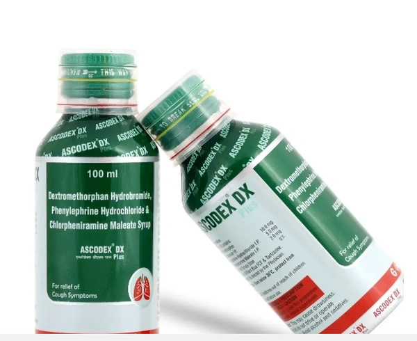 Ascodex DX Syrup - 100ml, Bromhexine (4mg) + Dextromethorphan Hydrobromide (5mg) + Ammonium Chloride (50mg)