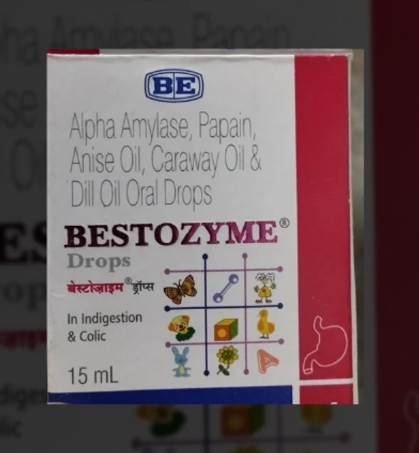 Bestozyme Drop - 15ml, Alpha-amylase, Anise oil, Caraway oil ,Dill oil, Papain