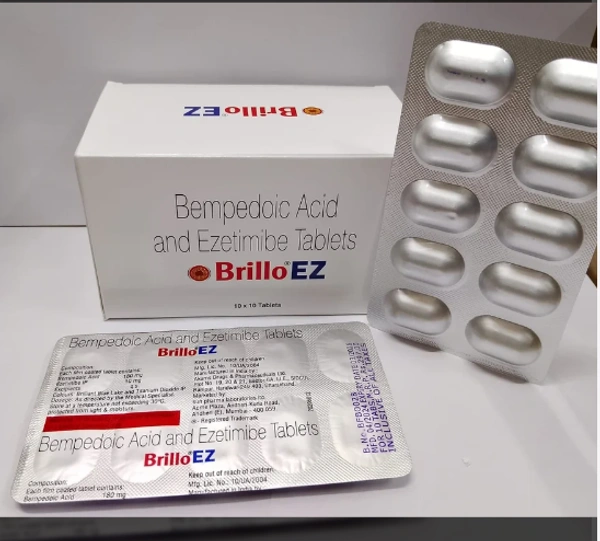 Brillo EZ 180mg/10mg Tablet - 1 Strip ( 10 Tablets), Bempedoic acid (180mg) + Ezetimibe (10mg)