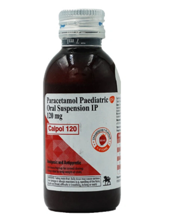 Calpol 120mg Suspension - 60ml, strwaberry, Paracetamol (120mg/5ml)