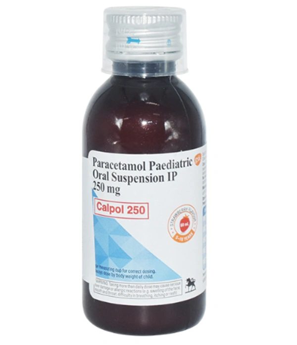 Calpol 250mg Paediatric Oral Suspension - 60ml, Strawberry, Paracetamol (250mg/5ml)