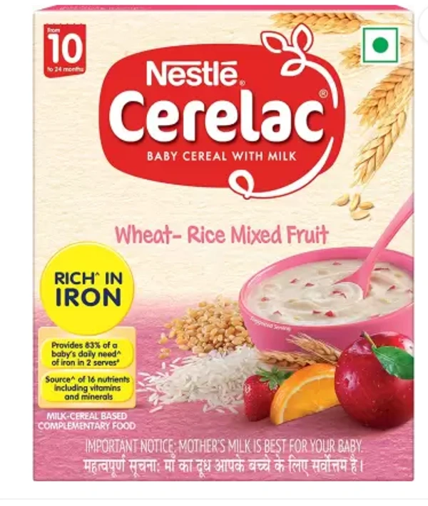 Nestle Cerelac Wheat-Rice Mixed Fruit (Stage 3) Cereal (300 g, 10+ Months) - 300gm, Wheat Rice Mixed Fruit