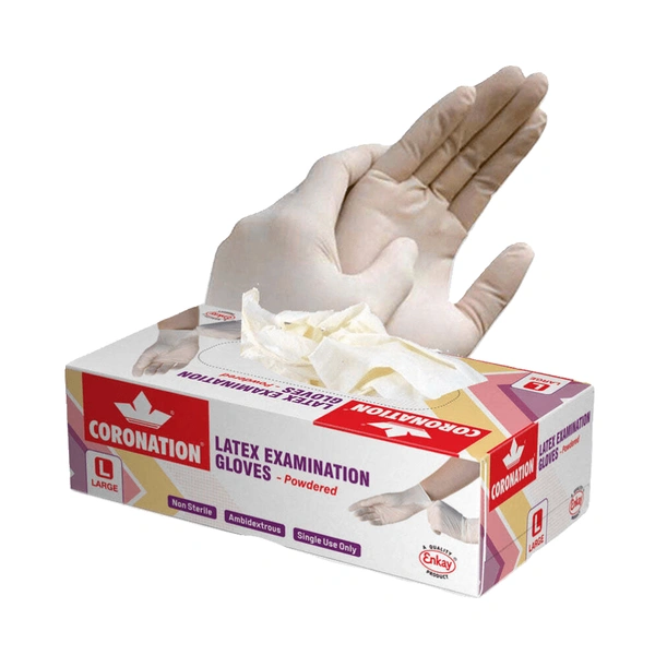 Coronation Latex Examination Gloves (100 N) (Large)