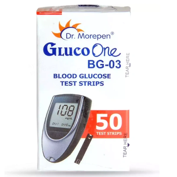 Dr Morepen Gluco One BG 03 Blood Glucose Test Strip (Only Strips) 50 strips - 50 Single Use Test Strips