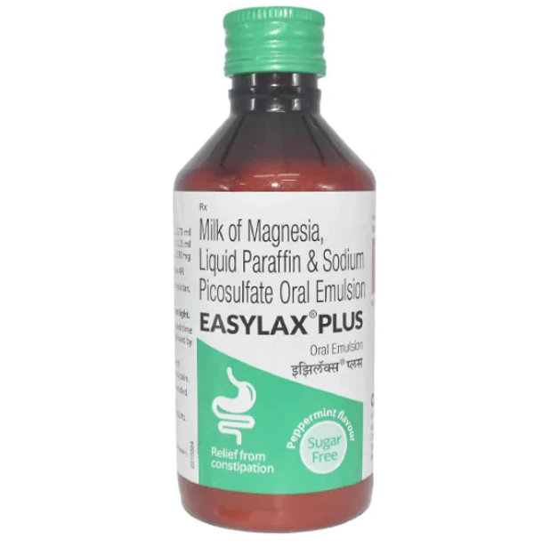 Easylax Plus Oral Emulsion Peppermint Sugar Free - 170 ml, Liquid Paraffin (1.25ml) + Milk of Magnesia (3.75ml) + Sodium Picosulfate (3.33mg)