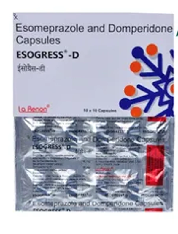 Esogress-D Capsule - 1 Strip (10 Tablets), Domperidone (30mg) + Esomeprazole (40mg)