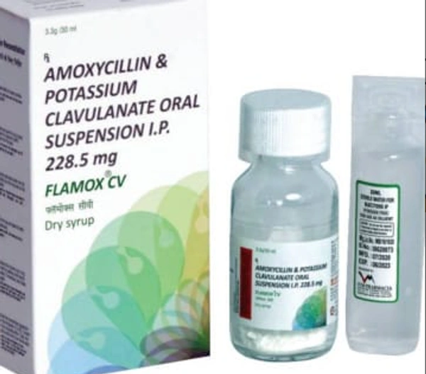 Flamox CV 200 mg/28.5 mg Dry Syrup - 30ml, Amoxycillin (200mg) + Clavulanic Acid (28.5mg)