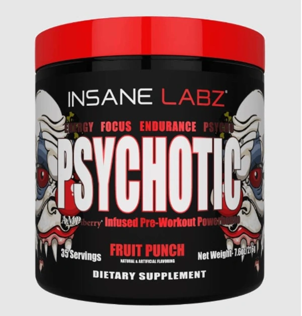 Insane Labz | Psychotic | Pre Workout - Net wt. :-215 gm 35 Serving, 60 Serving, Fruit Punch