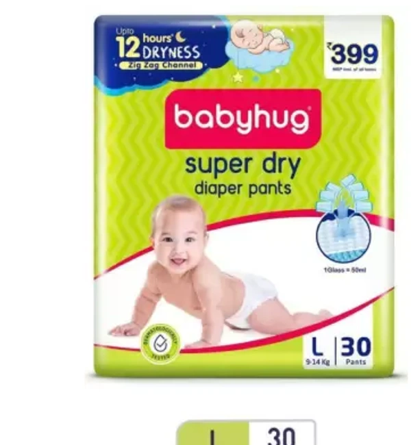 Baby hug SUPER DRY DIAPER **SIZE*L**L30 - L  (30 Pieces) - L-SIZE PACK OF 30