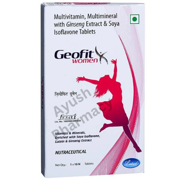 Leeford Healthcare Ltd Leeford Geofit Women Tablets (10Tab) with Multivitamin, Multimineral, Ginseng & Soya Isoflavone | For Energy, Hair & Immunity