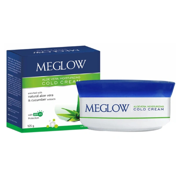 Leeford Healthcare Ltd Leeford Meglow Cold Cream (125gm) With SPF-15 Protection & Enriched With Aloe vera & Cucumber extract - 125 gm