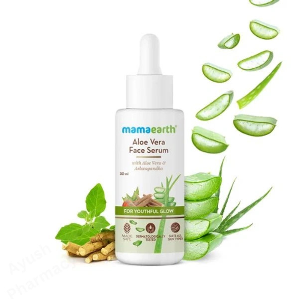 Mamaearth Aloe Vera Face Serum with Aloe Vera & Ashwagandha for a Youthful Glow (30ml)