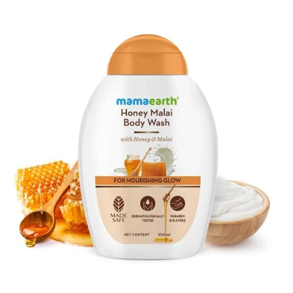 Mamaearth Honey Malai Body Wash with Honey & Malai for Nourishing Glow (300ml)