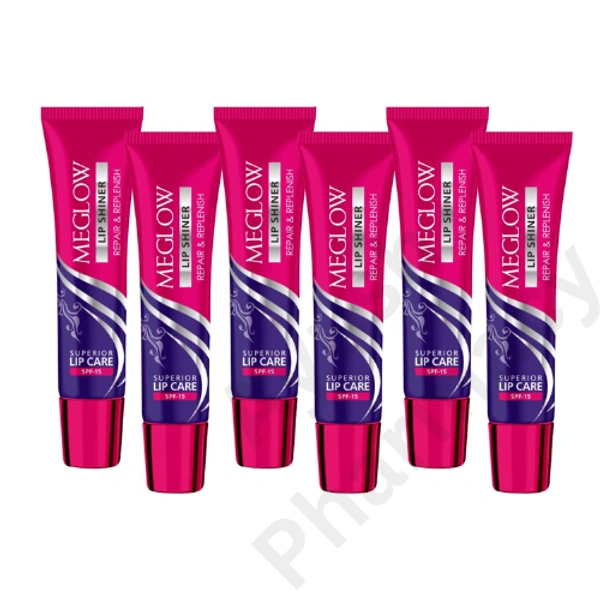 Leeford Healthcare Ltd Meglow Lip Shiner Combo (Pack of 6) (15g each)
