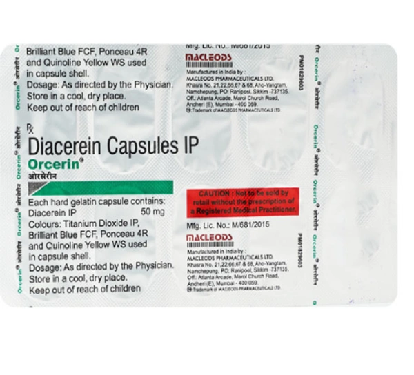 Orcerin Capsule - 1 Strip (10 Capsules), Diacerein (50mg)