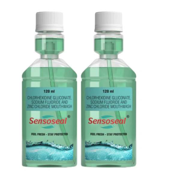Sensoseal Mouth Wash - 120ml, Chlorhexidine Gluconate (0.2% w/v) + Sodium Fluoride (0.05% w/v) + Zinc Chloride (0.09% w/v)