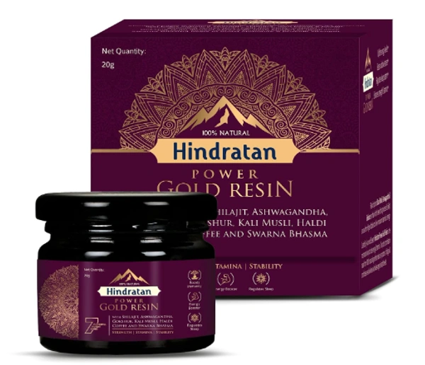Leeford Hindratan Shilajit Power Gold Resin - 20g with 100% Pure Shilajit, Ashwagandha, Coffee and Swarna Bhasma | Helps to Boosts Stamina and Energy, Builds Immunity and regulate Sleep - 20gm